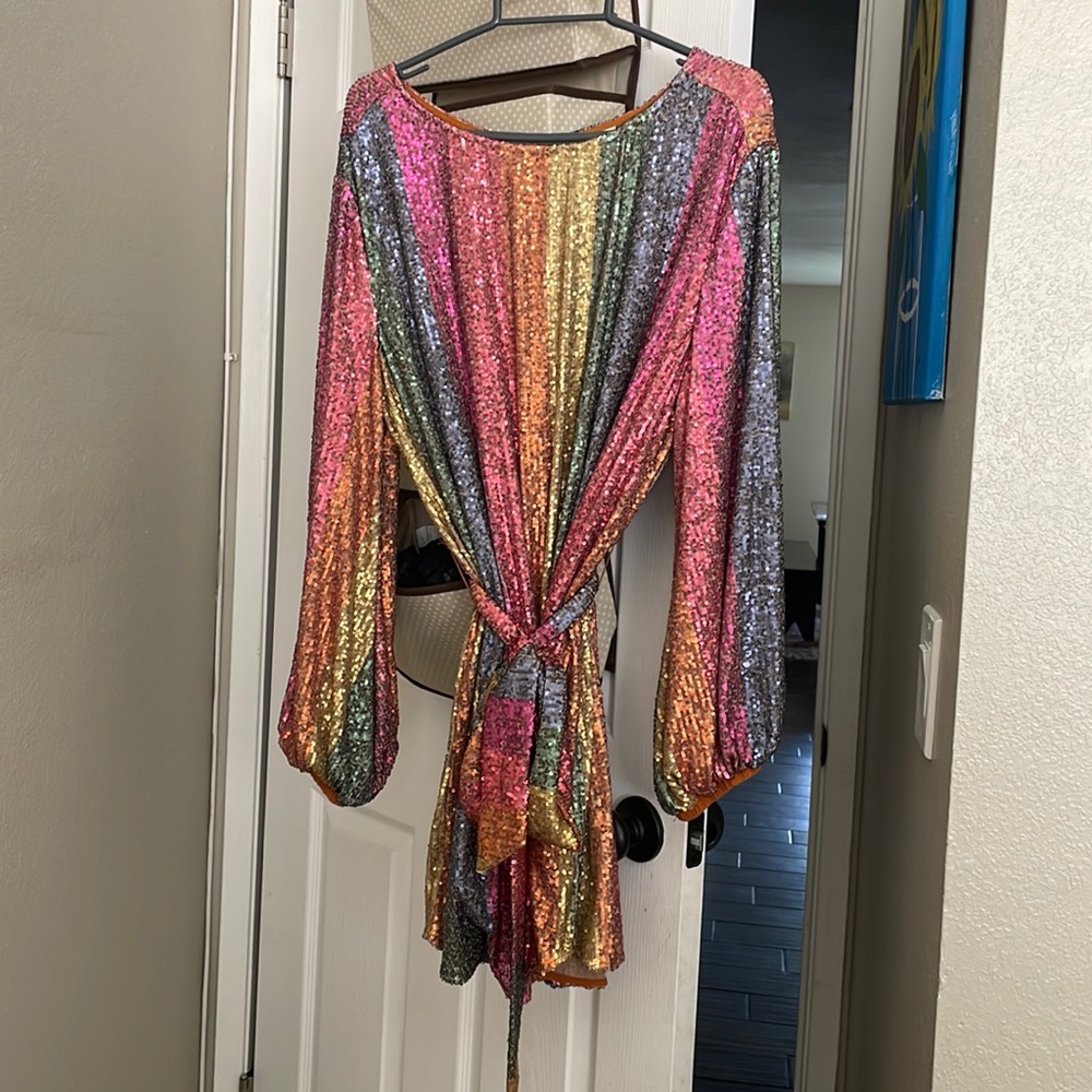 Farm Rio Sequin Rainbow Dress